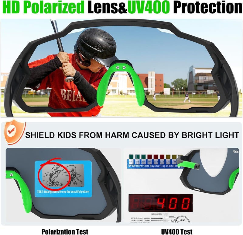 Xtiger Kids Sunglasses Polarized Youth Baseball Sunglasses for 8-14 boys girls UV400 Sports Softball Cycling Glasses - Image 4